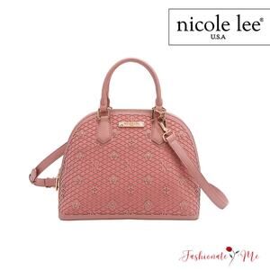 Nicole Lee USA Gracie Flower Pattern Pocket Vegan Leather Dome Satchel | Pink
